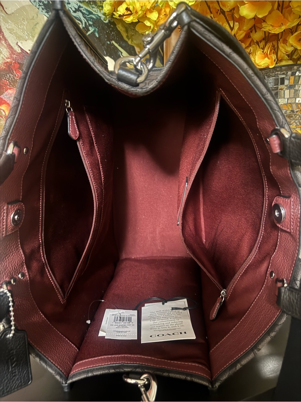 Coach Black and Charcoal Signature jacquard Dempsey Tote 40 - Picture 7 of 9